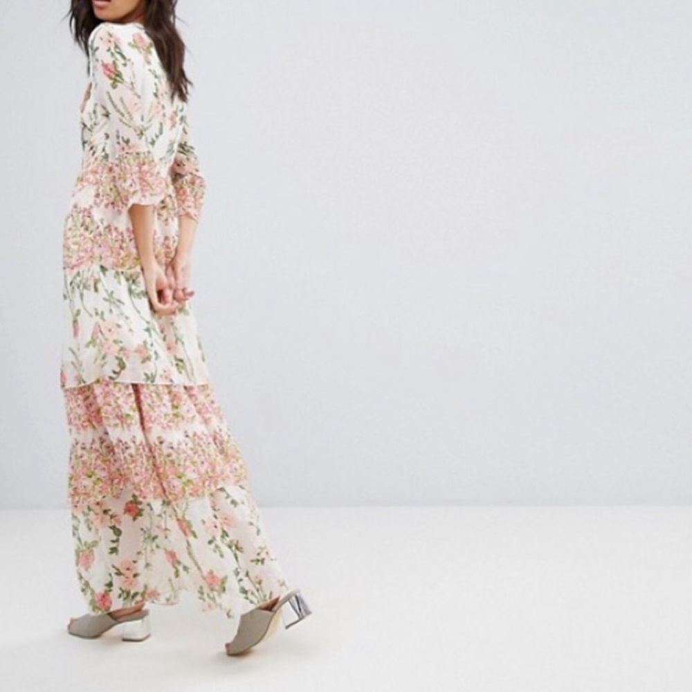 Vero Moda NWT Romeo Almost Mauve Flower Print Maxi 3/4 Sleeves Sz S